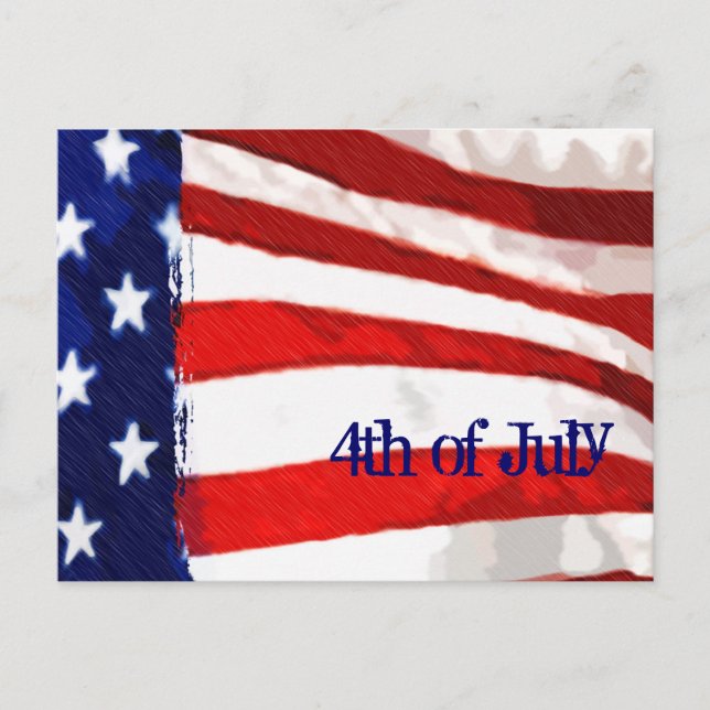 Amerikanische Flagge 4. Juli Einladungspostkarte (Vorderseite)