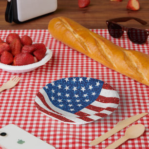 Amerikanische Flagge 4. Juli Glitter Pappteller