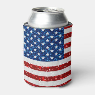Amerikanische Flagge 4. Juli Glitzer Dosenkühler