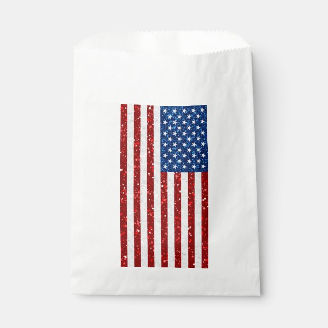 Amerikanische Flagge 4. Juli Glitzer Geschenktütchen (Vorderseite)