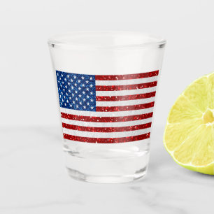 Amerikanische Flagge 4. Juli Glitzer Schnapsglas