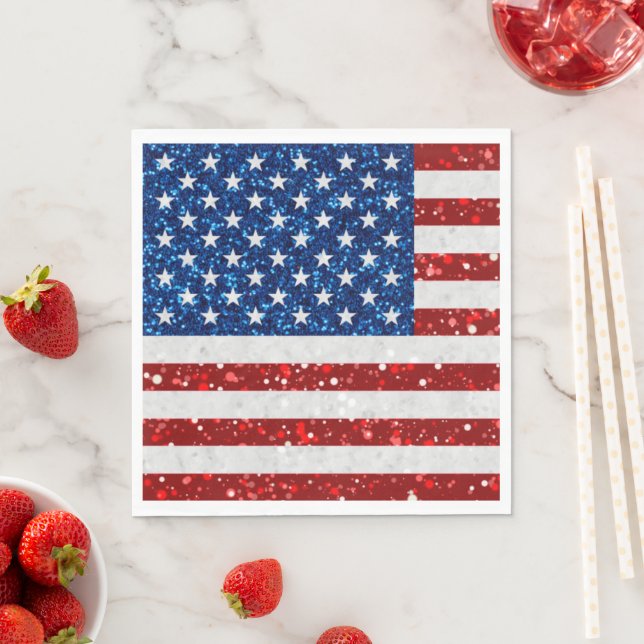 Amerikanische Flagge 4. Juli Glitzer Serviette (Beispiel)