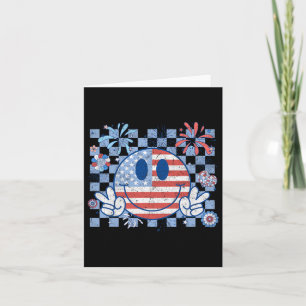 Amerikanische Flagge 4. Juli Groovy lächelnd Gesic Karte