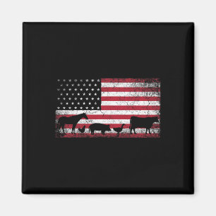 Amerikanische Flagge 4. Juli Huhn Pferd Kuh Schwei Magnet