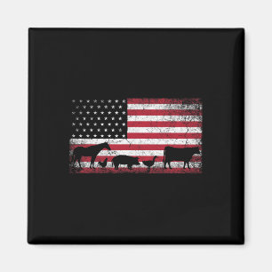 Amerikanische Flagge 4. Juli Huhn Pferd Kuh Schwei Magnet