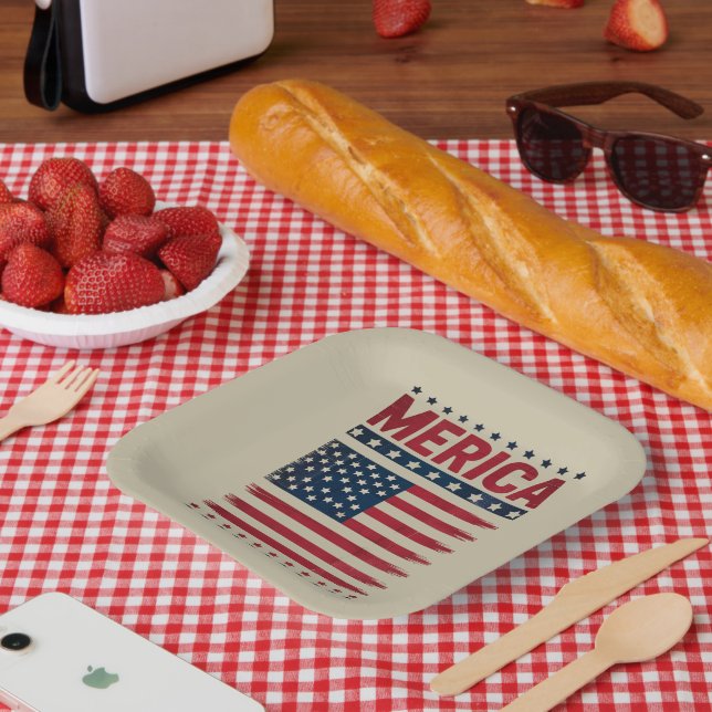Amerikanische Flagge 4. Juli Merica Pappteller (Picknick)