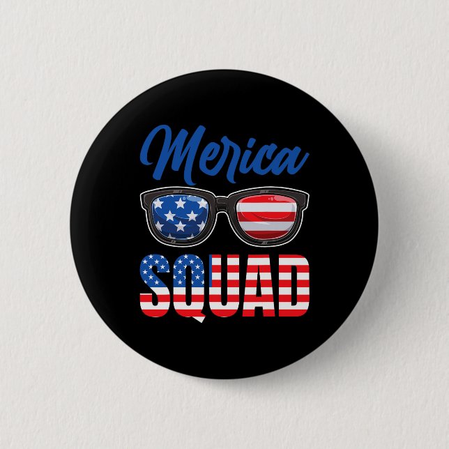 Amerikanische Flagge 4. Juli Merica Squad Button (Vorderseite)