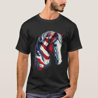 Amerikanische Flagge 4. Juli Pferd Patriotic T-Shirt
