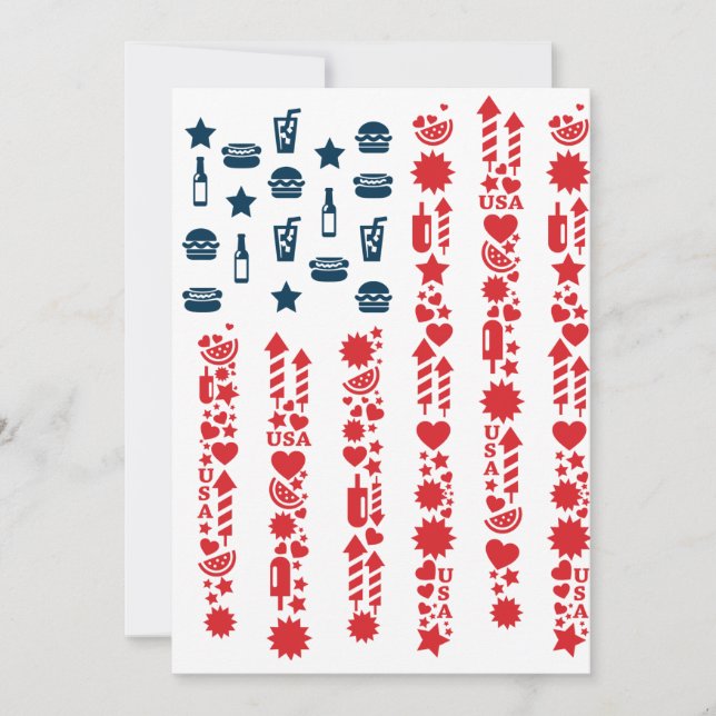 Amerikanische Flagge 4. Juli Picknick Einladung (Vorderseite)