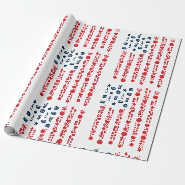 Amerikanische Flagge 4. Juli Picknick Geschenkpapier (Ungerollt)