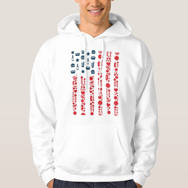 Amerikanische Flagge 4. Juli Picknick Hoodie (Vorderseite)