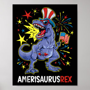 Amerikanische Flagge 4. Juli Rex Dinosaur Amerisau Poster