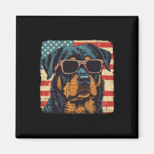 Amerikanische Flagge 4. Juli Rottweiler-Hund-Kunst Magnet