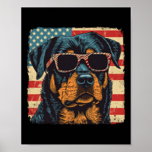 Amerikanische Flagge 4. Juli Rottweiler Hund Kunst Poster
