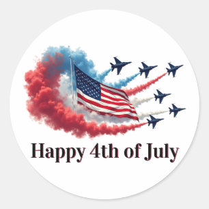 Amerikanische Flagge, 4. Juli Runder Aufkleber