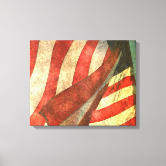 Amerikanische Flagge (4 Tafeln) gepanzerte Canvas Leinwanddruck (Vorderseite)