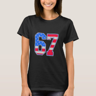 Amerikanische Flagge 67 Six Seven Meme T-Shirt