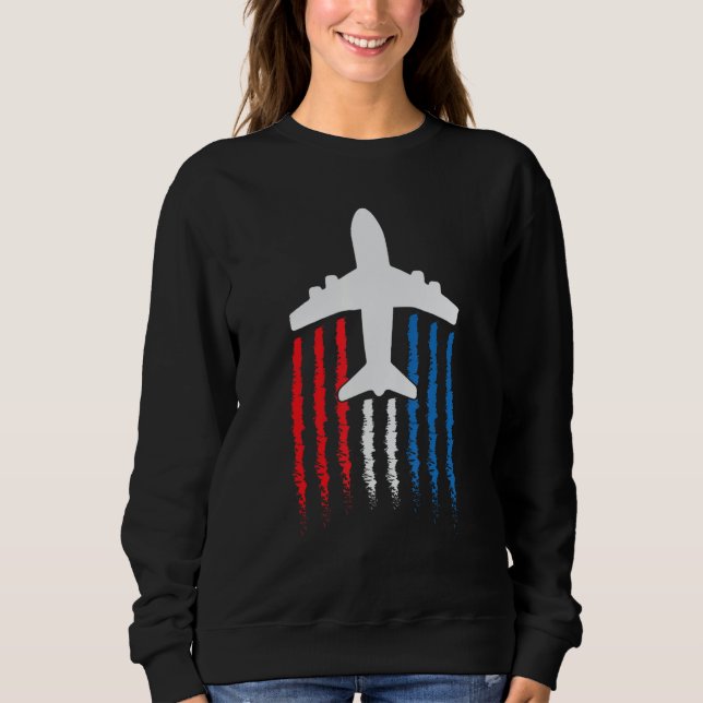Amerikanische Flagge 747 Jumbo-Jet 4. Juli Sweatshirt (Vorderseite)