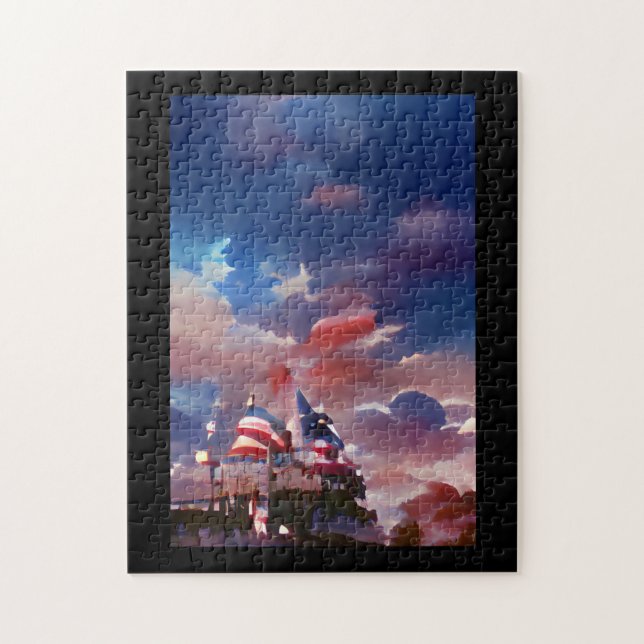 Amerikanische Flagge abstrakte digitale Kunst Puzzle (Vertikal)