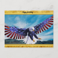 Amerikanische Flagge Adler fliegt im Himmel Goldfo