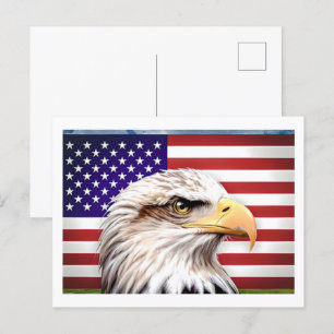 Amerikanische Flagge Adler Patriotische USA-Postka Postkarte