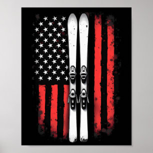 Amerikanische Flagge Alpiner Skifahrer _1  Poster