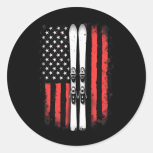 Amerikanische Flagge Alpiner Skifahrer _1 Runder Aufkleber