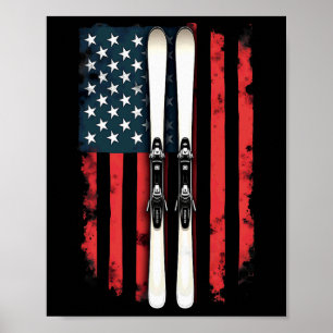 Amerikanische Flagge Alpiner Skifahrer _2 Poster