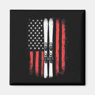 Amerikanische Flagge Alpinski Skifahrer _1 Magnet