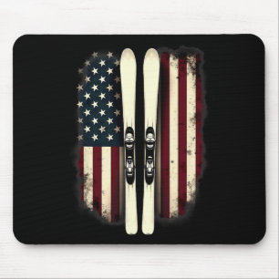 Amerikanische Flagge Alpinski Skifahrer 3  Mousepad