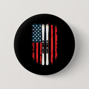 Amerikanische Flagge Alpinski-Skifahrer Amerikanis Button