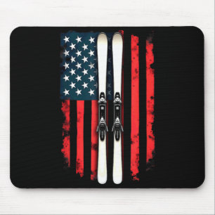 Amerikanische Flagge Alpinski-Skifahrer Amerikanis Mousepad