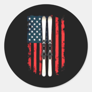 Amerikanische Flagge Alpinski-Sportler Amerikanisc Runder Aufkleber