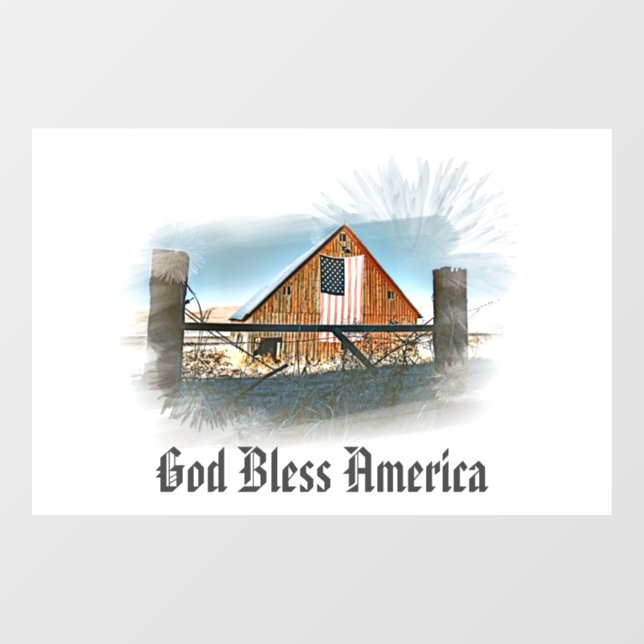 *~* Amerikanische Flagge Alter Stall AR19 GOD BLES Fensteraufkleber (Blatt)