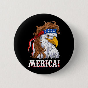 Amerikanische Flagge Amerika Adler Mullet-Shirt Mä Button