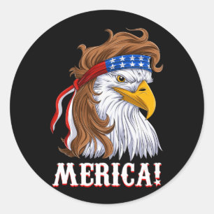Amerikanische Flagge Amerika Adler Mullet-Shirt Mä Runder Aufkleber