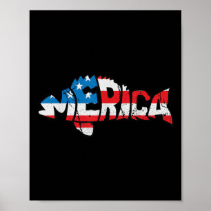 Amerikanische Flagge Angelfreunde Fischer Lustiger Poster