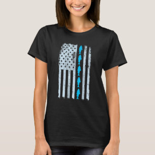 Amerikanische Flagge Angeln Vintage Fisch Fischer T-Shirt
