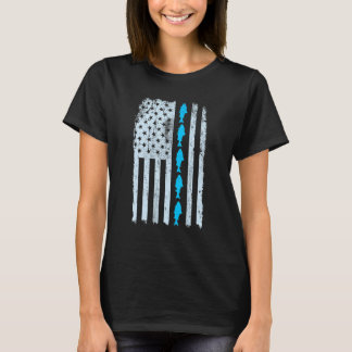Amerikanische Flagge Angeln Vintage Fisch Fischer T-Shirt