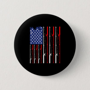 Amerikanische Flagge Angelrute Angelsportler  Button