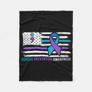 Amerikanische Flagge Aquamarin Lila Ribbon Suizid  Fleecedecke