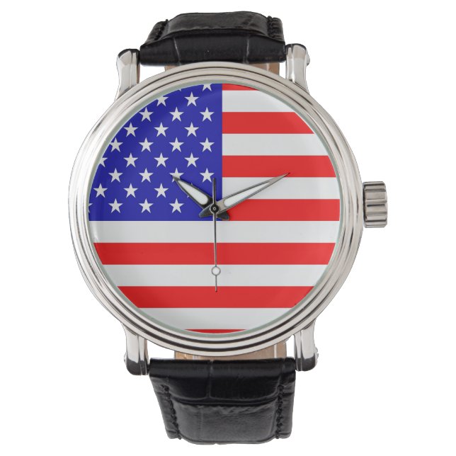Amerikanische Flagge Armbanduhr (Vorderseite)