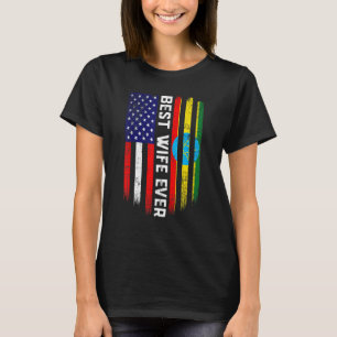Amerikanische Flagge & Äthiopien Flag Beste Ehefra T-Shirt