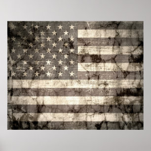 Amerikanische Flagge auf alter gebrochener Wand Poster