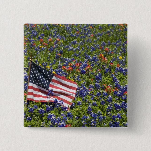 Amerikanische Flagge auf dem Gebiet blauer Mützen, Button (Vorderseite)