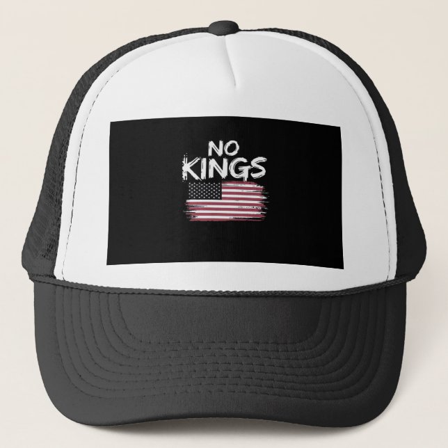 Amerikanische Flagge auf dem Kopf Distressed No Ki Truckerkappe (Vorderseite)