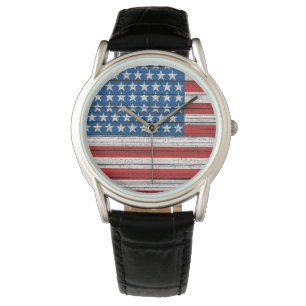 Amerikanische Flagge auf dem Muster eines gewitter Armbanduhr