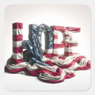 Amerikanische Flagge auf der HOPE Quadratischer Aufkleber