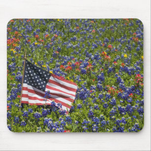 Amerikanische Flagge auf einem Feld aus blauen Bon Mousepad
