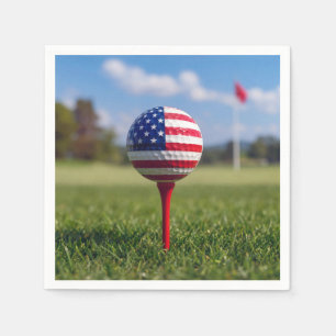 Amerikanische Flagge auf einem Golfball Serviette